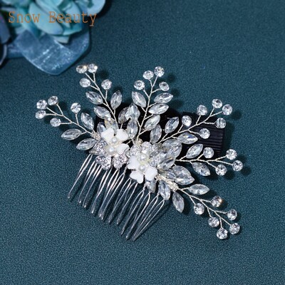 A83 Accesorii pentru păr de nuntă de modă Frunze din aliaj Agrafe de păr de mireasă pentru femei Piese pentru cap lucrate manual cu strasuri de mireasa