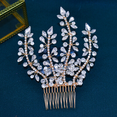 A83 Accesorii pentru păr de nuntă de modă Frunze din aliaj Agrafe de păr de mireasă pentru femei Piese pentru cap lucrate manual cu strasuri de mireasa