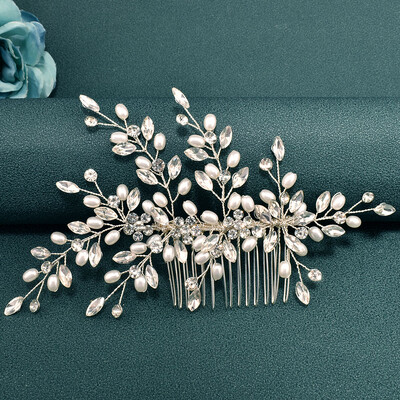 A83 Accesorii pentru păr de nuntă de modă Frunze din aliaj Agrafe de păr de mireasă pentru femei Piese pentru cap lucrate manual cu strasuri de mireasa