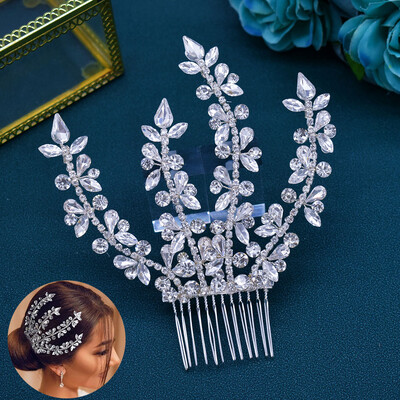 A83 Accesorii pentru păr de nuntă de modă Frunze din aliaj Agrafe de păr de mireasă pentru femei Piese pentru cap lucrate manual cu strasuri de mireasa