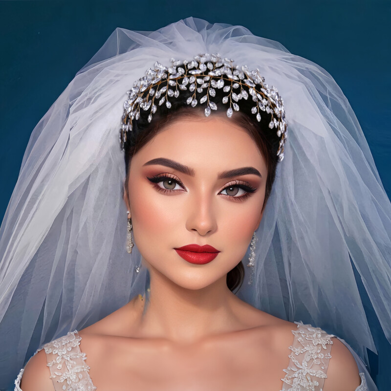 Headkandy Hair, elegantă, cu strasuri, bentiță de mireasă, bijuterii de păr de nuntă, lucrate manual, argint și aur, cască de mireasă, manual H237