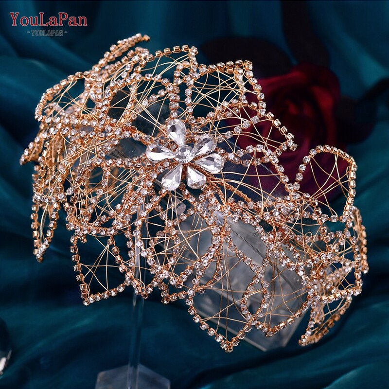 TOPQUEEN Coroană Mireasă Strasuri Femei Bandă Mireasă Cască Nunta Bijuterii Păr Accesorii Pageant Tiara Tochiură HP256