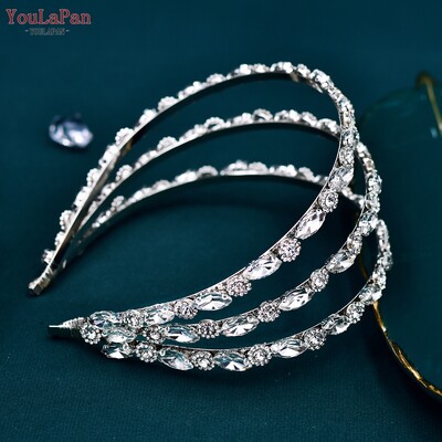 YouLaPan menyasszonyi strasszos hajkarika Esküvői menyasszonyi fejfedő Női fejdísz kézzel készített fejpánt bankett ékszer party ajándék HP597