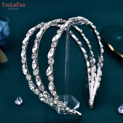 YouLaPan menyasszonyi strasszos hajkarika Esküvői menyasszonyi fejfedő Női fejdísz kézzel készített fejpánt bankett ékszer party ajándék HP597