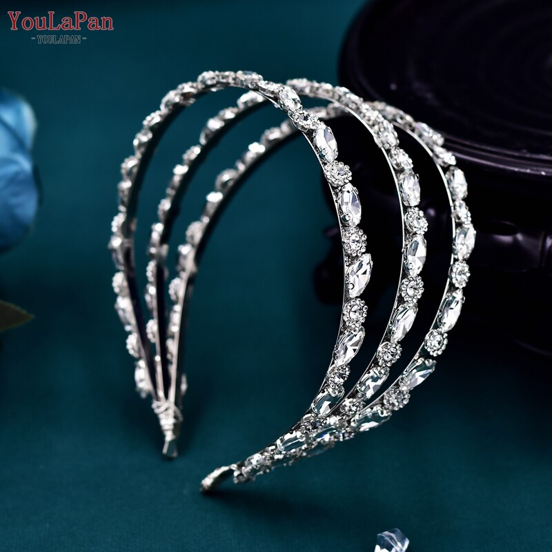YouLaPan menyasszonyi strasszos hajkarika Esküvői menyasszonyi fejfedő Női fejdísz kézzel készített fejpánt bankett ékszer party ajándék HP597
