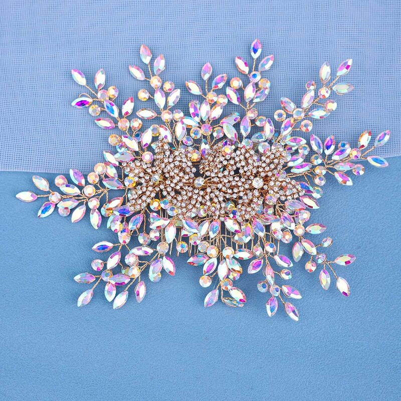 Madinga nuotakos galvos apdangalas su šukomis Moters galvos apdangalas Blizgantis Kalnų krištolas Plaukų papuošalas Nuotakos Vestuviniai plaukų aksesuarai