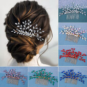 Piepteni de păr de mireasă cu stras argintiu la modă Accesorii pentru cap de nuntă Pieptene de păr pentru mireasă verde, realizate manual pentru femei