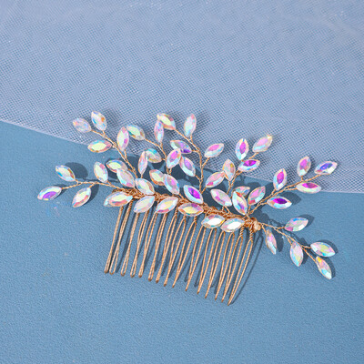 Piepteni de păr de mireasă cu stras argintiu la modă Accesorii pentru cap de nuntă Pieptene de păr pentru mireasă verde, realizate manual pentru femei