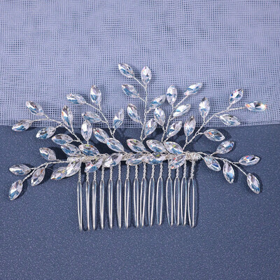 Piepteni de păr de mireasă cu stras argintiu la modă Accesorii pentru cap de nuntă Pieptene de păr pentru mireasă verde, realizate manual pentru femei