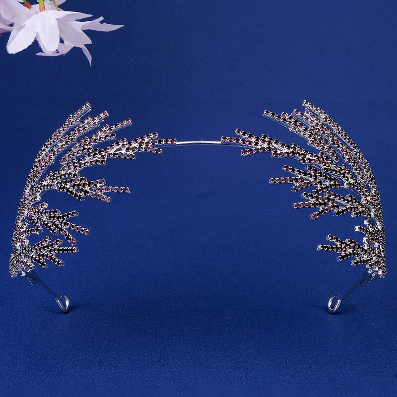 Vestuviniai plaukai Sidabriniai rankų darbo plaukų aksesuarai Crystal Vestuvių Moterys Bling Kalnų krištolo karūna mergaičių galvos apdangalai papuošalai moterims