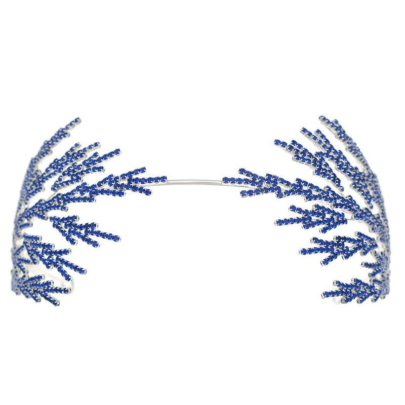 Vestuviniai plaukai Sidabriniai rankų darbo plaukų aksesuarai Crystal Vestuvių Moterys Bling Kalnų krištolo karūna mergaičių galvos apdangalai papuošalai moterims