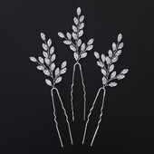 3 ΤΕΜ Γαμήλια ζιργκόν καρφίτσες μαλλιών Ασημένια γυναικεία μαλλιά στρας Χρυσό κλιπ μαλλιών Νυφική νύφη Αξεσουάρ μαλλιών Μοντέρνα στολίδια