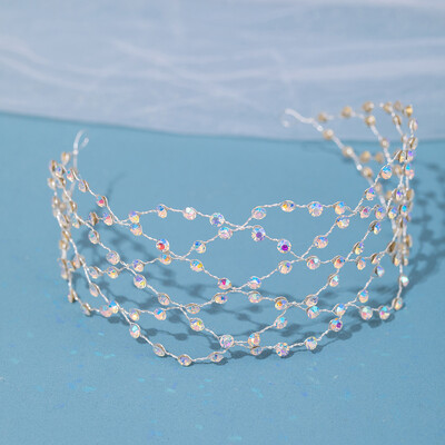 Fashion Handmade Mai multe bentițe de cristal de culoare Accesorii pentru păr de nuntă Bentițe de păr cu strasuri Femei Cap de mireasă Vines