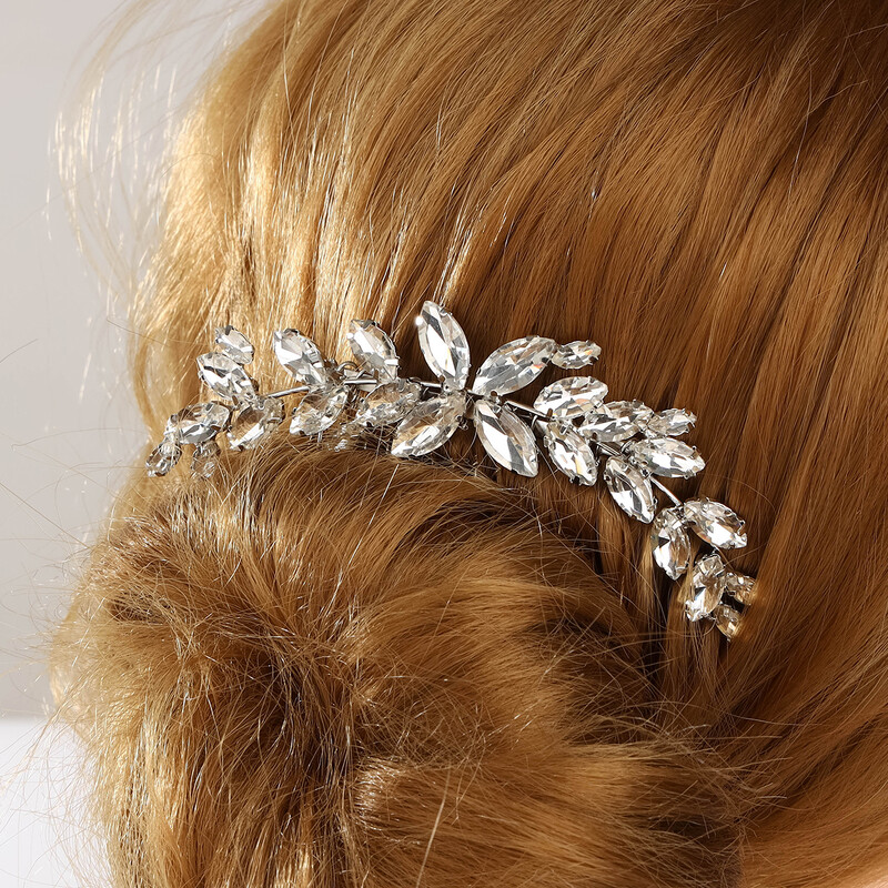Menyasszonyi kristály hajfésű fejdísz ékszer strassz cirkon kézzel készített esküvői hajdísz női lányoknak