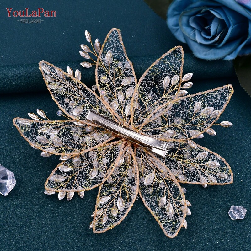 YouLaPan HP217 Agrafă de păr cu flori de nuntă, strass, coafură de mireasă, ac de păr pentru femeie, pentru petrecere, accesorii de nuntă, accesorii pentru cap de mireasă