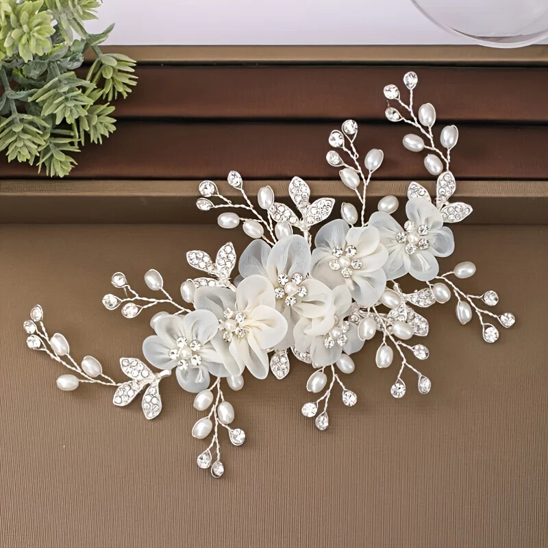 Gėlių kalnų krištolinio akmens perlų plaukų segtukas, šukos, moteriškas vestuvinis plaukų papuošalas, papuošalai moterims nuotakos tiara galvos juostos segtukas Dovana
