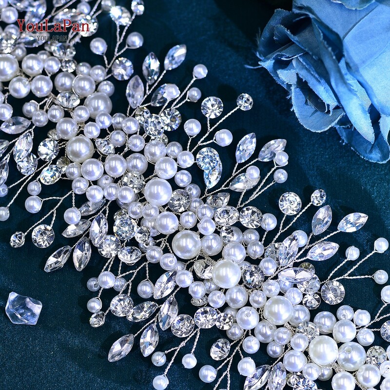 YouLaPan Pearls női fejpánt, kézzel készített strasszos menyasszonyi fejdísz esküvői hajkiegészítők menyasszonyi koszorúslány fejdísz HP635