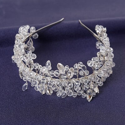 Divatos kristály menyasszonyi korona fejpánt ezüst strasszos luxus kristály menyasszonyi fejdísz, kézzel készített parti esküvői hajkiegészítők