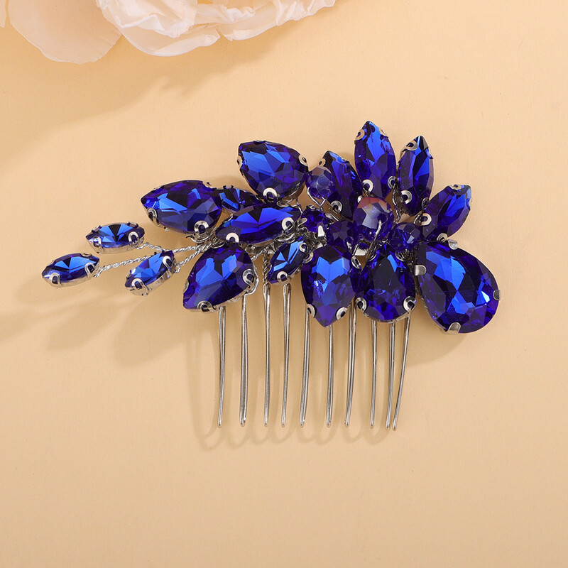 8Colors Strasszos Menyasszonyi Hajfésűk Ezüst Kristály Női Esküvői Fej Kiegészítők Piros Fekete Party Fejdísz Ékszerek Kék Tiarák