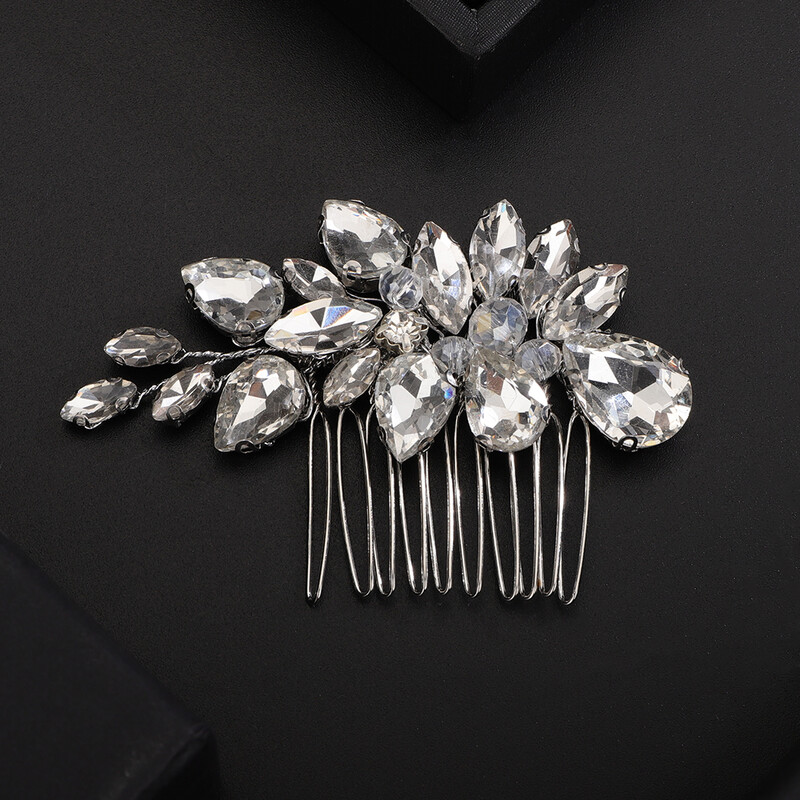 8Colors Strasszos Menyasszonyi Hajfésűk Ezüst Kristály Női Esküvői Fej Kiegészítők Piros Fekete Party Fejdísz Ékszerek Kék Tiarák