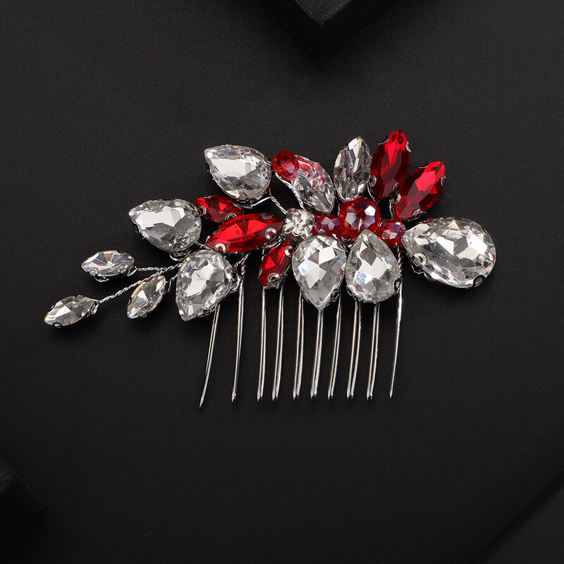 8Colors Strasszos Menyasszonyi Hajfésűk Ezüst Kristály Női Esküvői Fej Kiegészítők Piros Fekete Party Fejdísz Ékszerek Kék Tiarák