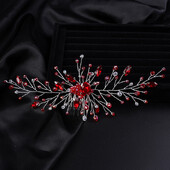 Κόκκινο κρυστάλλινο χτένα μαλλιών από στρας για νυφικό χειροποίητο vintage νυφικό αξεσουάρ για γυναικεία πάρτι Headpiece Tiaras