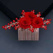 Piros nagy virág menyasszonyi hajfésűk esküvői menyasszonyi hajcsat hajcsatok nőknek hajoldalak esküvőkre Ékszer koszorúslány ajándék