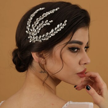 Fashion Leaf Zircon Bridal Headpiece Tiara Αξεσουάρ για γυναίκες Πολυτελή κοσμήματα για κορίτσια Κρυστάλλινα κουρέματα γάμου