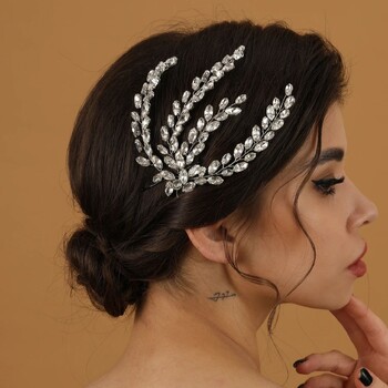 Fashion Leaf Zircon Bridal Headpiece Tiara Αξεσουάρ για γυναίκες Πολυτελή κοσμήματα για κορίτσια Κρυστάλλινα κουρέματα γάμου