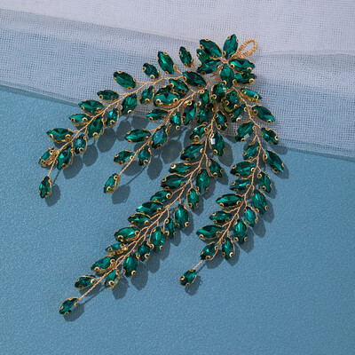 Fashion Leaf Zircon Bridal Headpiece Tiara Αξεσουάρ για γυναίκες Πολυτελή κοσμήματα για κορίτσια Κρυστάλλινα κουρέματα γάμου