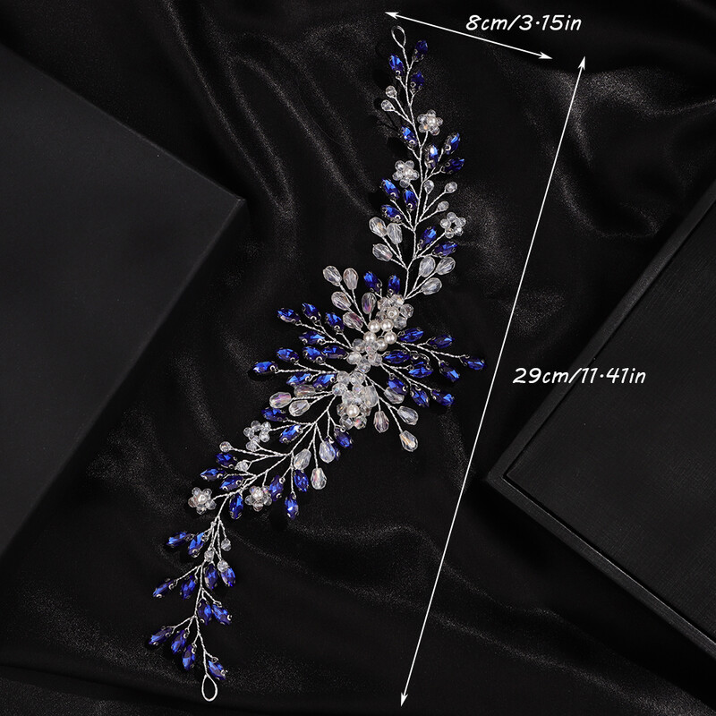Lila strasszos fejpánt esküvői fejdísz kézzel készített gyöngykristály menyasszonyi haj ékszerek fejfedők kék haj kiegészítők tiara