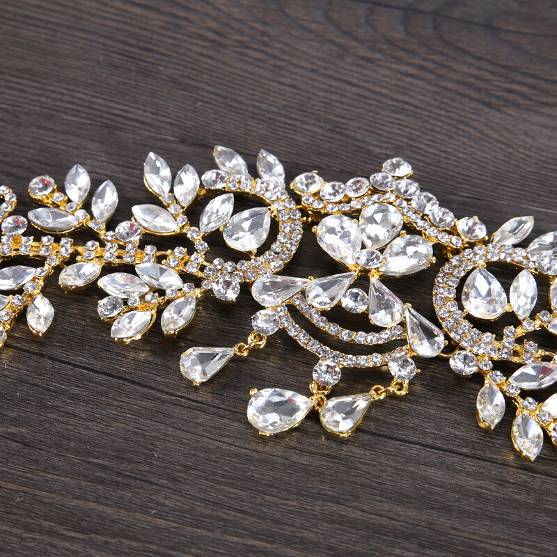 Népszerű strasszos homlokruha Arany és ezüst menyasszonyi frizura Esküvői hajkiegészítők Menyasszonyi ékszerek