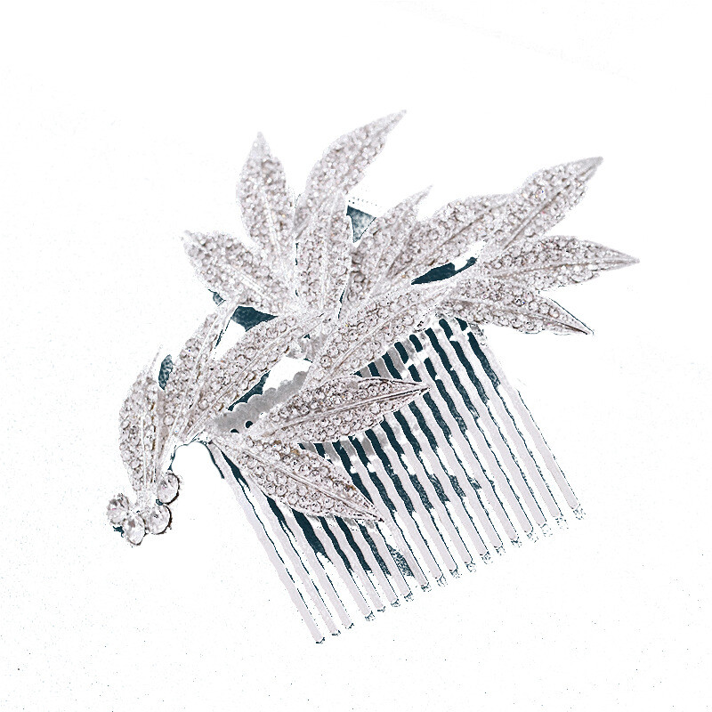 Aukštos kokybės mados galvos apdangalai nuotakų papuošalai Kalnų krištolo rankų darbo krištolinių lapų formos plaukų šukos