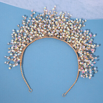 Moda Mireasa Perla Cristal Bandita Femei Bijuterii Păr Nunta Tiara Aur Accesorii Păr Bentite Floră Coifă Ornament