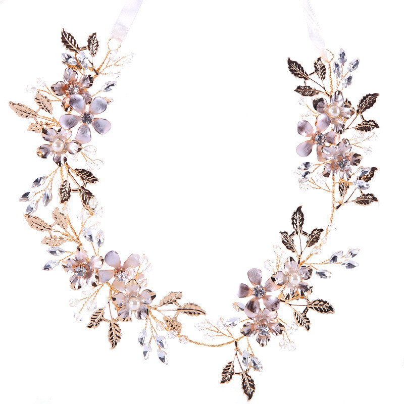 1vnt vestuviniai papuošalai lakštai galvos juosta auksinė galvos apdangalas vestuvinių suknelių aksesuarai plaukų juostelės plaukų aksesuarai plaukų juostos