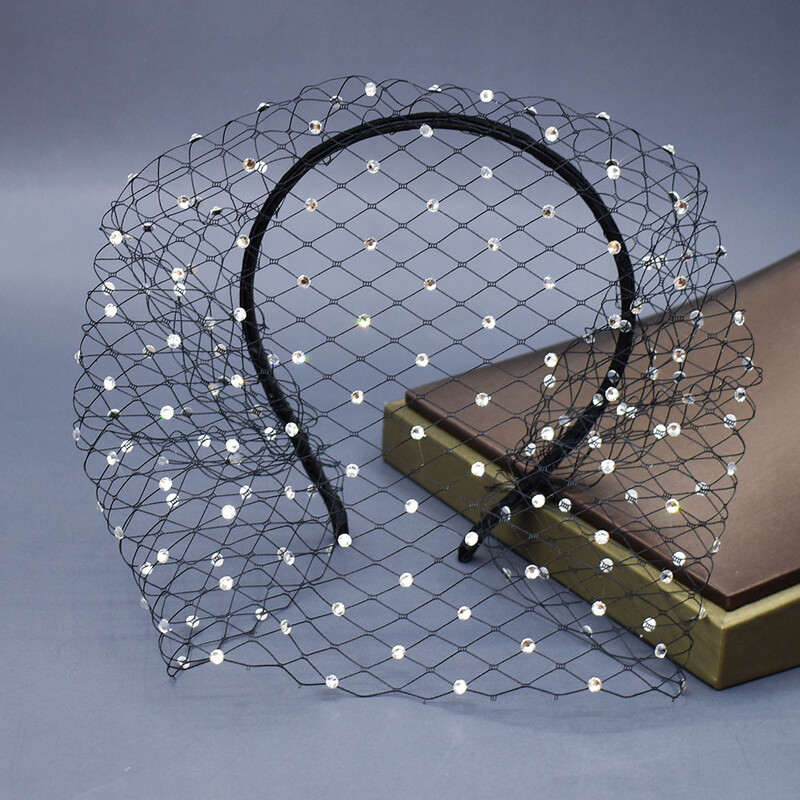 Αξεσουάρ για πάρτι για νυφικό με πέπλο κρυστάλλου νύφης με δίχτυ ψαριού κρυπτογραφημένο με τσέρκι από διαμάντι