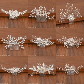 Sudraba krāsa Pērļu Rhinestone Kāzu Matu Ķemmes Matu Aksesuāri Sieviešu Aksesuāri Matu Rotājumi Kāzu galvas rota