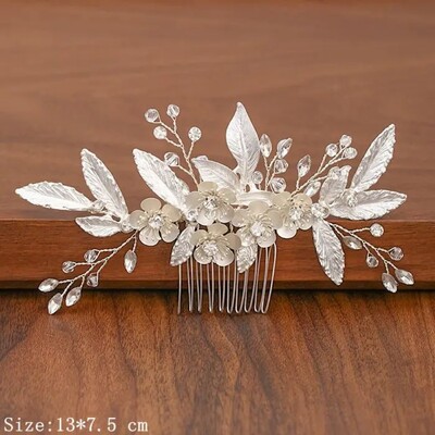 Sudraba krāsa Pērļu Rhinestone Kāzu Matu Ķemmes Matu Aksesuāri Sieviešu Aksesuāri Matu Rotājumi Kāzu galvas rota