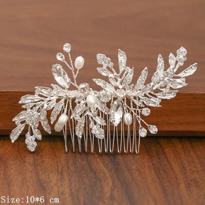 Sudraba krāsa Pērļu Rhinestone Kāzu Matu Ķemmes Matu Aksesuāri Sieviešu Aksesuāri Matu Rotājumi Kāzu galvas rota