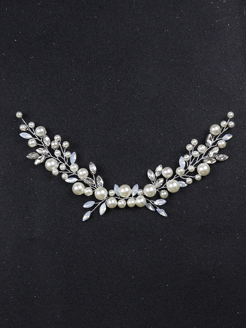 Trendy perly pre ženy, strieborné dámske fascinátory, opálové kamienky, elegantné vlasové doplnky, korálky, ručne vyrobené svadobné čelenky