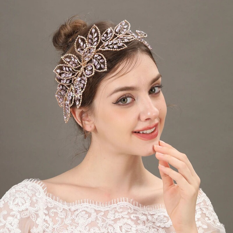 Νέο πολυτελές νυφικό αξεσουάρ για τα μαλλιά με στρας Γάμου Κρυστάλλινα νυφική κεφαλή φλοράλ Γυναικεία καπέλα
