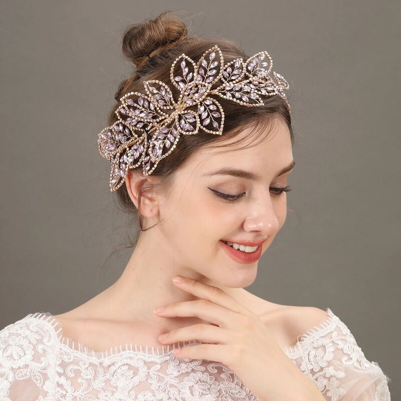 Νέο πολυτελές νυφικό αξεσουάρ για τα μαλλιά με στρας Γάμου Κρυστάλλινα νυφική κεφαλή φλοράλ Γυναικεία καπέλα