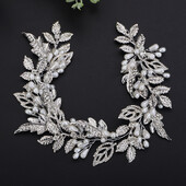 Divatos levelek női fejpánt esküvői hajhoz Kiegészítők Strasszkő gyöngy menyasszonyi fejdísz Kézzel készített ezüst parti báli tiarák