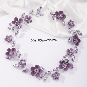 Rhinestone Purple Flower Νυφική Κεφαλόδεσμος Χειροποίητα Γυναικεία Αξεσουάρ Μαλλιά Γάμου Κοσμήματα πάρτι χορού χορού Τιάρα για κορίτσια