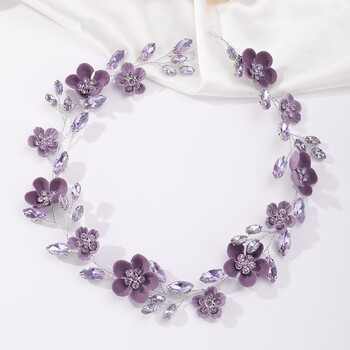 Rhinestone Purple Flower Νυφική Κεφαλόδεσμος Χειροποίητα Γυναικεία Αξεσουάρ Μαλλιά Γάμου Κοσμήματα πάρτι χορού χορού Τιάρα για κορίτσια