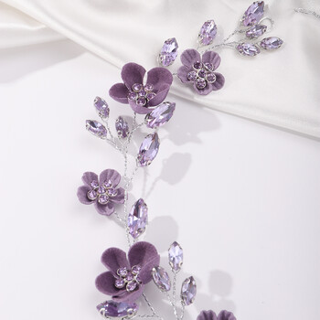 Rhinestone Purple Flower Νυφική Κεφαλόδεσμος Χειροποίητα Γυναικεία Αξεσουάρ Μαλλιά Γάμου Κοσμήματα πάρτι χορού χορού Τιάρα για κορίτσια