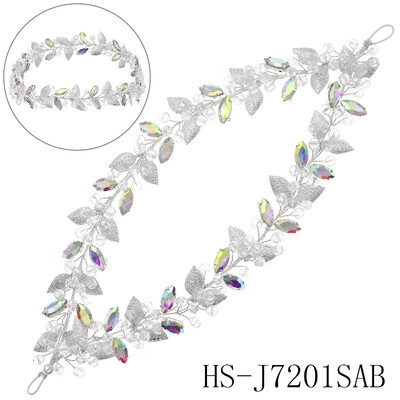 Πλήρης κρύσταλλο διπλής στρώσης Νυφικά λουράκια μαλλιών Μεταλλικά φύλλα στρας Headband Crown Headpiece Γάμος Αξεσουάρ κοσμημάτων δεξιώσεων