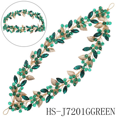 Πλήρης κρύσταλλο διπλής στρώσης Νυφικά λουράκια μαλλιών Μεταλλικά φύλλα στρας Headband Crown Headpiece Γάμος Αξεσουάρ κοσμημάτων δεξιώσεων