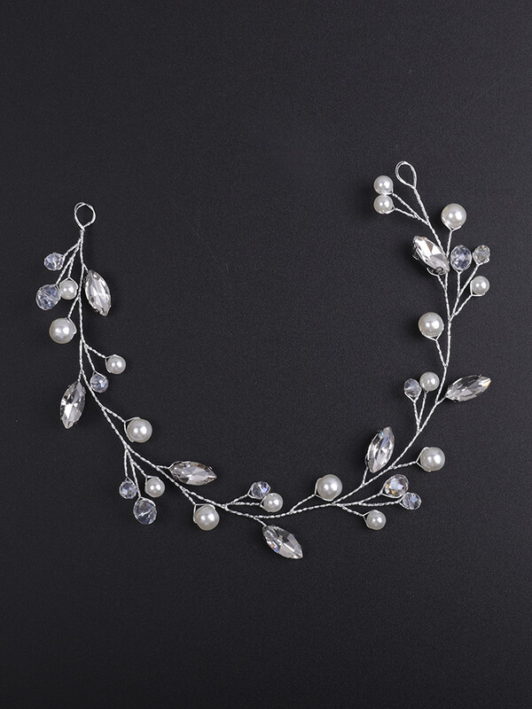 Ασημένιο στρας Αξεσουάρ για τα μαλλιά με μαργαριταρένια κεφαλή κοσμήματα Glamour Νυφικά κεφαλάκια για γυναίκες Στολίδια για τα μαλλιά Νύφη κεφαλόδεσμος