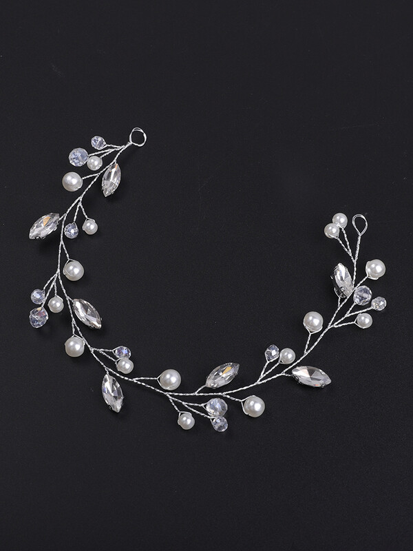 Ασημένιο στρας Αξεσουάρ για τα μαλλιά με μαργαριταρένια κεφαλή κοσμήματα Glamour Νυφικά κεφαλάκια για γυναίκες Στολίδια για τα μαλλιά Νύφη κεφαλόδεσμος